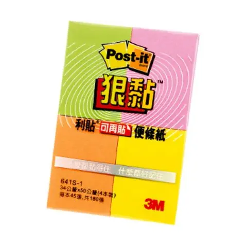 3M Post-it 641S-1狠黏便條紙4色